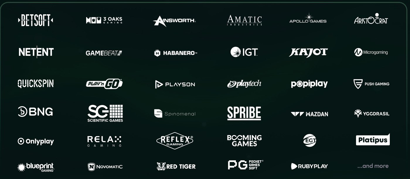 Studio's op Rivo Casino: Betsoft, NetEnt, Play'n GO, Playtech, Yggdrasil, Red Tiger, Microgaming, Novomatic en andere